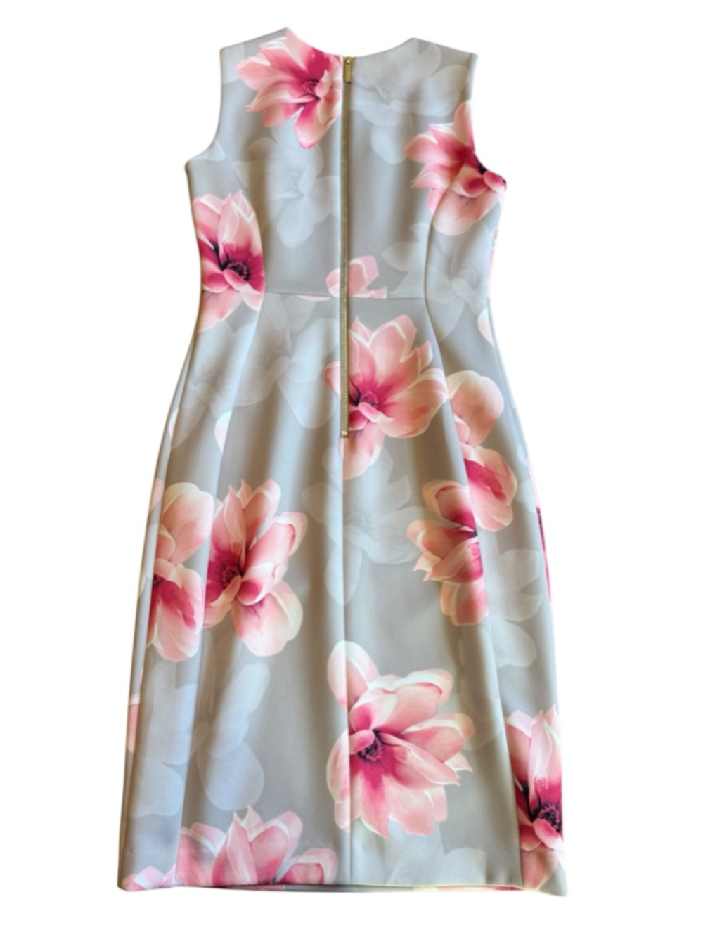 Calvin Klein Gray Pink Floral Sleeveless Sheath Dress Size 2 - Picture 7 of 13